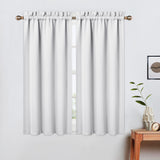 Garvee Cortinas opacas cortas 2 paneles con bolsillo para barra, bloqueo de luz, oscurecimiento de habitaciones, para camper y ventanas pequeñas en cocina, 66x114.3cm, color vino blanco - Blanco