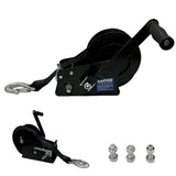 Garvee Cabrestante Manual de 1587 kg para Remolque de Barco con Correa de 10 m y 5 cm de Ancho, Acero Galvanizado de Doble Velocidad para Uso Marino, Negro - Negro
