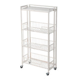 Garvee Carro De Cocina Plegable 4 Niveles Con Ruedas Para Frutas Y Verduras, Organizador Metálico, Madera, Negro - Blanco