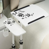 Garvee Mesa Auxiliar para Ordenador en Forma de C, Escritorio Portátil con Ruedas Ajustable en Altura 65-95 cm, Blanco con Textura