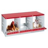 Garvee Caja de Nido para Pollos 3 Compartimentos Sin Tapa, Acero Galvanizado 0.6mm, Ventilación Mejorada Gallinas Patos, Rojo - Rojo