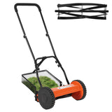 Garvee Cortacésped Manual 36 cm con 5 Cuchillas de Acero, Corte Ajustable, Mango Ergonómico, Bolsa de Recogida, Jardines Tranquilos, Verde - Naranja