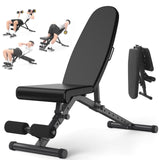 Garvee Banco De Pesas Ajustable 900 LB, Plegable, Acero Resistente, Cojín De Espuma, Gimnasio En Casa, Compacto, Negro - Negro