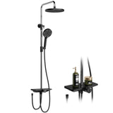 Garvee Sistema de Ducha Ajustable 3 Secciones Acero Inoxidable 201 Cabezal 25cm + Regadera 3 Funciones Diseño Concavo TPR Hogares, Usuarios Baños Modernos Cromado y Negro - Negro & Cromo