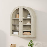 Garvee Gabinete De Pared Pequeño Arqueado Con Puertas Acrílicas Y Estantes Ajustables Para Cocina Y Baño Gris Compacto Madera Natural - Blanco