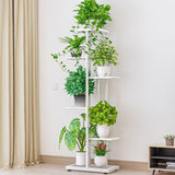 Garvee Estantería para Plantas de 6 Niveles en Metal, Soporte Multicapa de Esquina para 7 Macetas en Interior y Exterior, Blanco - Blanco