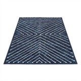 Garvee Alfombra Moderna Geométrica de 120x170 cm Lavable de Poliéster Suave con Diseño de Líneas Simétricas para Salón y Dormitorio Azul - Azul