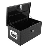 Garvee Caja de Herramientas de Aluminio de 50 cm con Placa de Diamante y Tapa con Cadena para Camiones y Remolques Negro - Negro