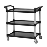 Garvee Carro de Servicio Pesado 3 Estantes con Ruedas con Freno, Capacidad 163 kg, Plástico y Aluminio, Uso Comercial y Cocina, Resistente y Ligero - Negro
