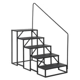 Garvee Escalera Plegable de Acero al Carbono con Barandilla Antideslizante para Viajeros en Autocaravana o Porche 300kg Negro - Negro