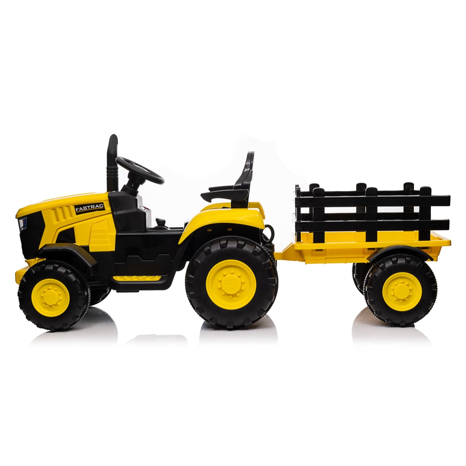 Garvee Tractor Eléctrico Infantil 12V con Remolque y Control Remoto - Amarillo