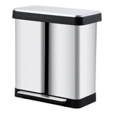 Cubo de basura de cocina Garvee acero inoxidable 2 compartimentos, pedal con cierre suave, silencioso, higiénico, 72L, compacto