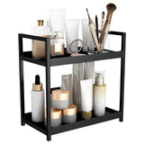 Garvee Estantería de mesa de cocina de 2 niveles en hierro y PP, organizador resistente para cocina y baño, fácil instalación, multiusos, negro - Negro