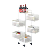 Garvee 5 niveles carro de almacenamiento para cocina, giratorio 360°, acero al carbono, 80x26.5x216.5cm, Blanco - Blanco