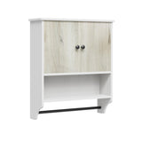 Garvee Armario De Bao Colgante Compacto Con 2 Puertas, Estante Ajustable, Toallero, MDF Resistente A La Humedad, Moderno, Blanco O Negro, Para Bao Y Sala - Blanco