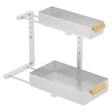 Garvee Organizador Bajo Fregadero 2 Niveles Metal Deslizante Ajustable con Ventosas para Cocina Baño y Despensa - Blanco