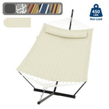 Garvee Hamaca con Marco en T de 205 kg de Capacidad y Almohada Desmontable Blanco Crema - Beige