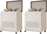 Garvee Cesta De Ropa Con Ruedas 2 Pack, 123L Capacidad, Plegable, Plástico Resistente, Organizador Para Hogar Y Lavandería, Blanco
