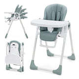 Garvee Silla alta para bebés y niños plegable verde para comedor y viajes, ligera y fácil de limpiar - Verde