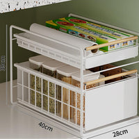 Garvee Organizador de Armario Bajo Fregadero 2 Niveles Acero Carbono Antióxido Blanco 28x40x39cm Cocina y Baño