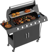 Garvee Barbacoa de Gas Propano de 7 Quemadores, Parrilla de Acero Inoxidable de 60.000 BTU, Cocina Exterior Grande para Jardín y Terraza