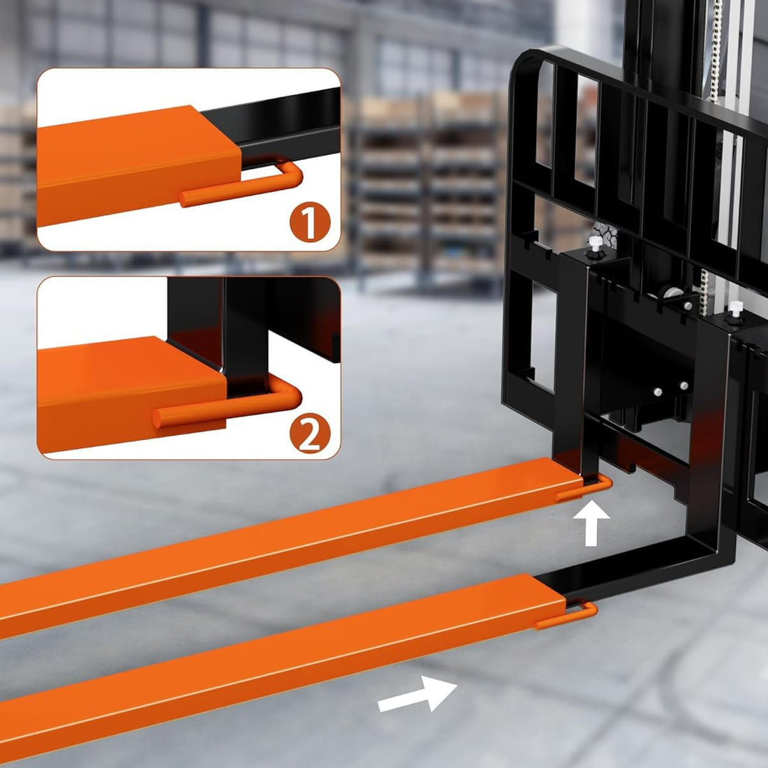Garvee Extensiones para Horquillas de Montacargas 213x11 cm Acero Q345 de 5 mm de Espesor Alargadores para Carretilla Elevadora con Correa de Seguridad Naranja