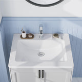 Garvee Lavabo de Cerámica Empotrado 53x46 cm Lavamanos Cuadrado con Orificio para Grifo y Rebosadero Blanco - Cuadrada
