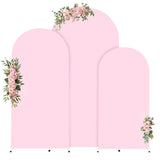 Garvee Set 3 Cubiertas para Arco de Boda Doble Cara Spandex Rosa Decoración Fiesta Ceremonia 183-219cm - Rosa