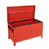 Garvee Caja de herramientas de Obra 91x38x38 cm de Acero con Patas Elevadas y Manijas Ocultas para Sitio de Trabajo y Taller Rojo - Rojo