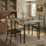 Garvee Conjunto De Comedor De 5 Piezas Mesa Rectangular De Madera Nogal 4 Sillas Metal Cuero Sinttico Cocina Comedor Sala - Gris