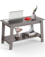 Garvee Mesa De Centro Con Estante Abierto Estilo Farmhouse Para Salón 80x39x48cm Gris - Gris