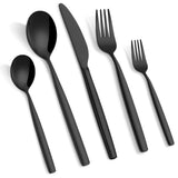 Garvee Juego De Cubiertos 30 Piezas Para 6 Personas Acero Inoxidable Diseño Ergonómico Acabado Espejo - Negro