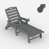 Garvee Tumbona de Exterior HDPE con Ruedas 5 Posiciones Ajustables para Patio y Piscina 198 × 60 × 32 cm - Gris