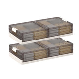 Garvee Caja De Almacenamiento Transparente Con Ruedas Para Debajo De La Cama, 60L, Plegable, Apilable, Plástico Resistente, Cierre Seguro, Ideal Para Ropa Y Zapatos