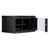 Garvee Armario de Red Rack 6U de Pared y Suelo Gabinete de Servidor con Puerta de Vidrio y Cerradura Fondo 45 cm Rack IT de 19 Pulgadas para Oficinas y Locales Comerciales Negro