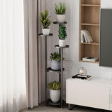 Garvee Soporte de Planta de Metal para Interior y Exterior con Pies Antideslizantes, Estante de Esquina para Plantas para Jardín, Balcón, Sala de Estar, Compacto, Estable, Negro - Negro