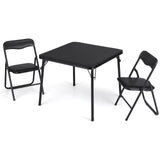 Garvee Set de Mesa y Sillas Plegables para Niños, Muebles Infantiles con Asientos Acolchados, Estructura de Metal Reforzada, 1 Mesa y 2 Sillas, Negro - Negro
