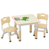 Garvee Kit de Mesa y 2 Sillas para Pequeños con Tablero de Aglomerado Estampado Madera 60x60x46cm Diseño Resistente y Protector en Color Madera Natural - Color Madera