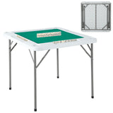 Garvee Mesa Multiusos Plegable 100x100 cm  Con Compartimentos y Tapete Verde - Blanco