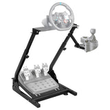 Garvee Soporte para Volante de Carreras de Acero al Carbono, Compatible con G920/G25/G27/G29, Ajustable Plegable en L, Estable para Simulación de Juegos - Negro