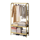 Garvee Perchero De Ropa Resistente Con 2 Estantes De Metal Y 6 Ganchos Para Organización En Hogar, Estructura Robusta, Diseño Elegante, Negro - Dorado