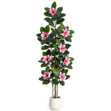 Garvee Planta de Caucho Botánica de Múltiples Troncos para Interiorismo en Recepción o Salón 183cm Rosa - Rosa