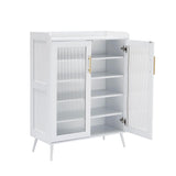 Garvee Zapatero De 5 Niveles Con Puertas De Vidrio, Soporte Reforzado, Diseño Vertical Moderno, Blanco, Ideal Para Entradas Y Pasillos - Blanco