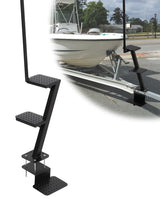 Garvee Escalera para Remolque de Barco con Manija, 3 Peldaños Antideslizantes, Acero Resistente, Ajustable, Negro, Capacidad 181 kg, para Barcos Bass - 