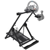 Garvee Soporte Para Volante De Carreras Universal Ajustable En Ángulo Y Altura, Acero Carbono, Plegable Con Portavasos Y Ruedas Para Simuladores De Conducción - Tubo Cuadrado Plegable Tipo X