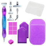 Garvee Set bolígrafos pintura diamantes Garvee puntas metálicas acero inoxidable diseño ergonómico 6 colores herramientas pintura diamantes 5D - Morado Estrellado