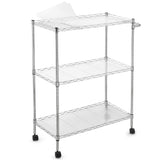 Garvee Carro Utility de Cocina 3 Niveles Acero Cromado Resistente y Móvil con Ruedas con Freno para Cocina y Almacén