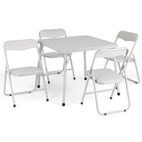 Garvee Conjunto Infantil de Mesa Cuadrada y 4 Sillas Plegables de Metal con Asientos Acolchados y Tapizado PU Beige - Beige