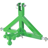 Garvee Enganche Rápido 3 Puntos para Tractor Cat 1, Receptor 5 cm, Bola, Acero Resistente, Uso Agrícola y Construcción - Verde