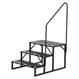 Garvee Escalera portátil para RV con pasamanos de acero, 3 peldaños antideslizantes, soporta 181.44kg, acabado en polvo negro, uso en trailer y jacuzzi - Pasamanos Unilateral